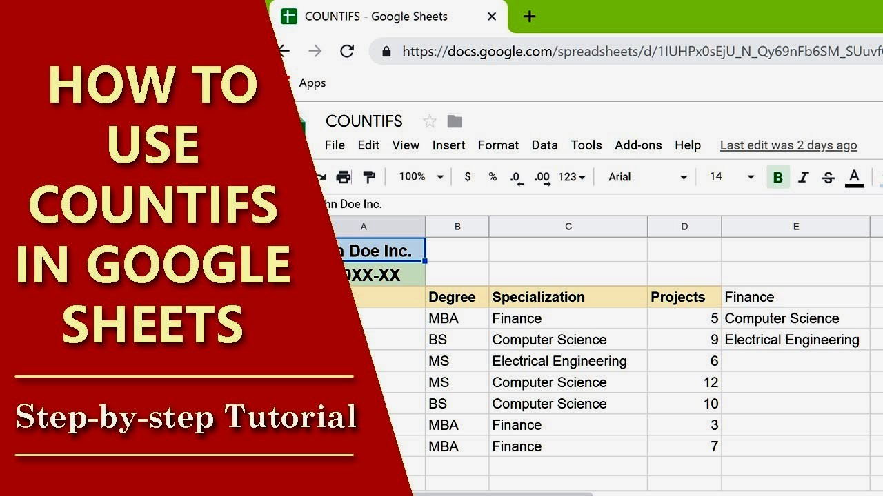 How to Apply COUNTIF in Google Docs